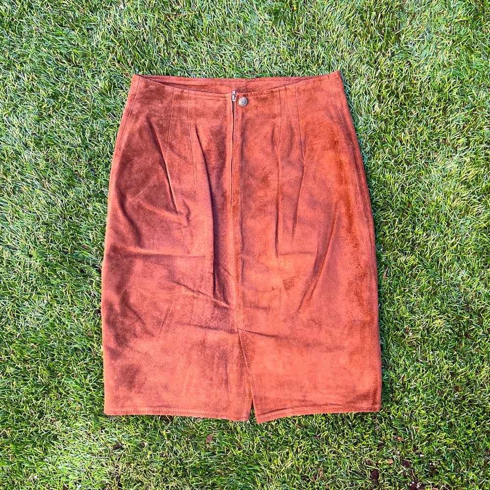 Brown Suede Pencil Skirt
